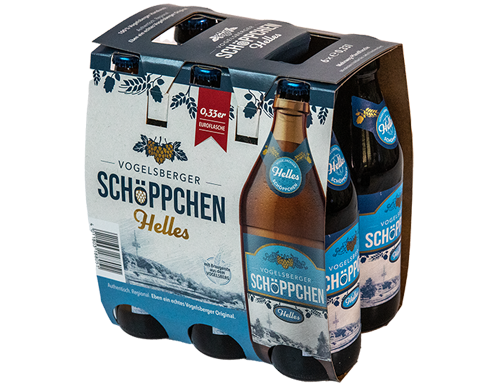 Unser Vogelsberger Schöppchen erhältlich als 0,33 l Flasche in unserem Sixpack